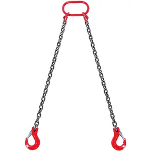 Mn-Steel Chain Sling, 5/16 in x 5 ft Lifting Chain with 2-Leg Hooks, G80 Engine Hoist Lift, 6600 lbs/3 T Capacity for Engine Hoist Applications, Two-Leg Hooks