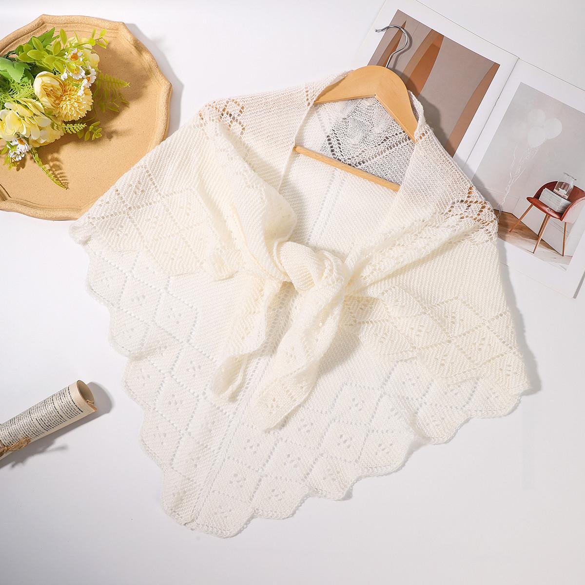 AWAYTR Women Knit Shawl Wraps Boho Fringe Crochet Hollow Poncho Scarf Shawls for Wedding