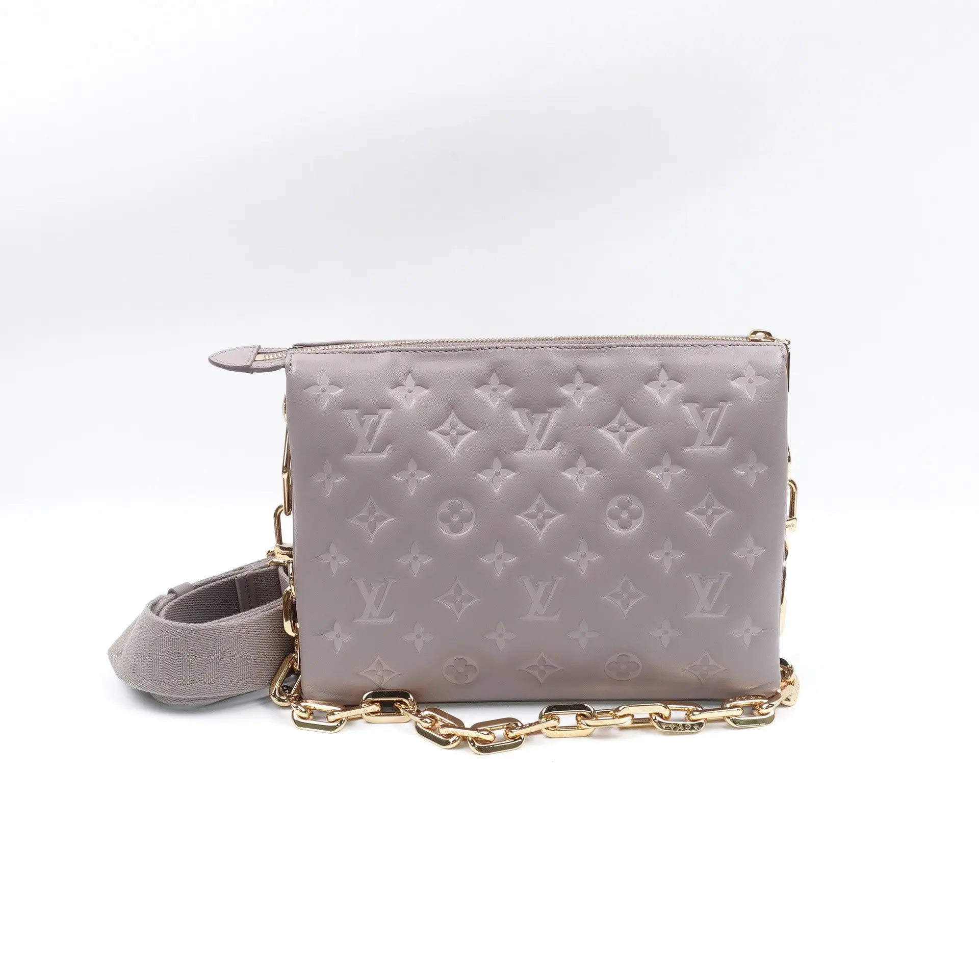 Pre-owned Louis Vuitton Monogram Empreinte leather Shoulder Bag Coussin PM Gray T10406768