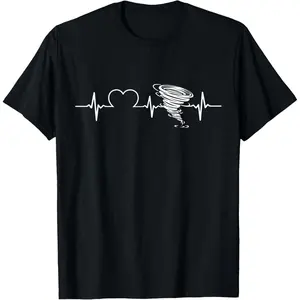 100%cotton Storm Chaser Hurricane Meteorology Tornado Heartbeat Pulse T-Shirt