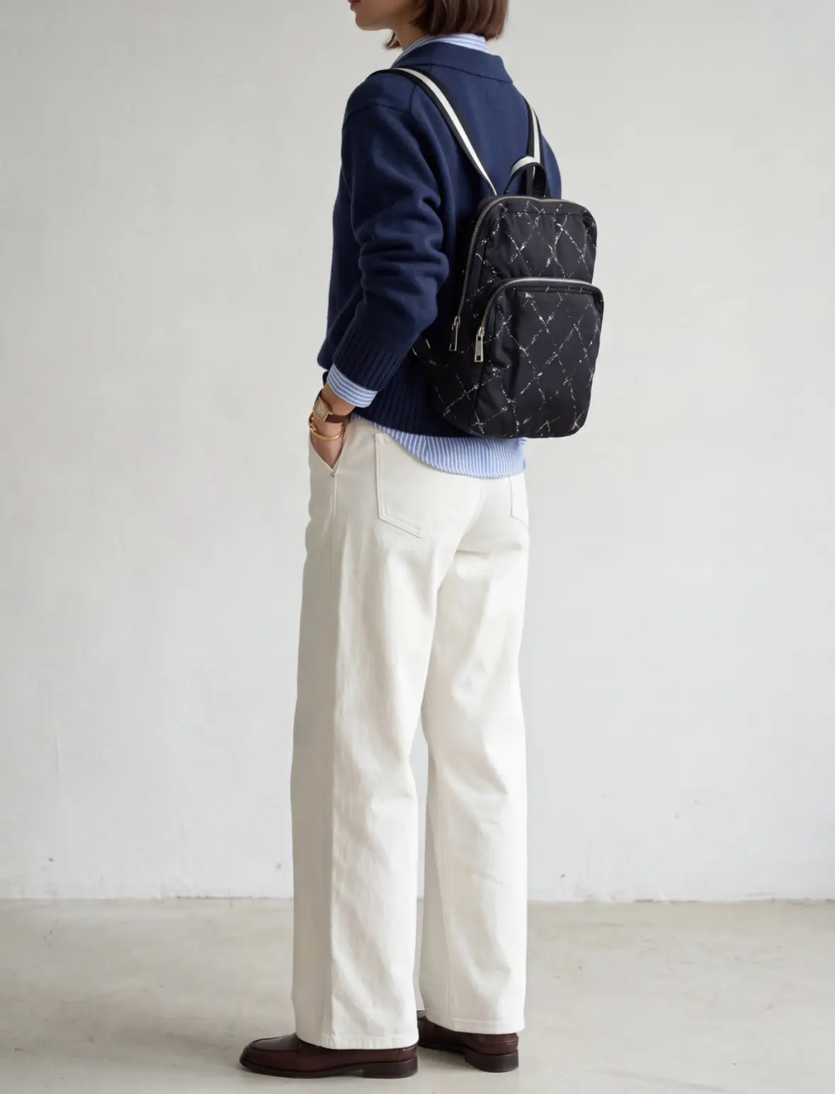 Pre-owned CHANEL cloth Backpacks Vintage Travel Line Backpack Black