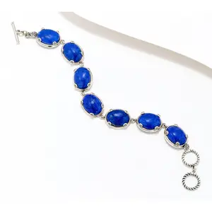 American West Sterling Silver Oval Gemstone Concha Bracelet