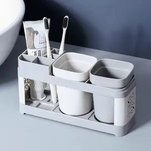 Toothbrush and toothpaste storage set with drainage hole - An efficient space-saving bathroom storage solution, Toothbrush Holders for home decoration, furniture organization, easy to clean