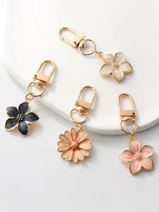 Cute Flower Design Keychain, Fashionable Metal Keychain for Women & Girls, Trendy All-match Keychain for Birthday Gift, Keychain Set