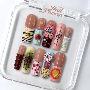 NailPhoria TROPIC MIRAGE - Handmade Press-On Nails | Reusable, Salon-Quality, Long-Lasting, Glossy Design