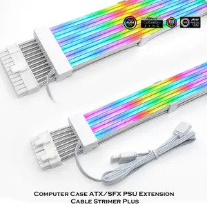 Psu Extension Cable RGB Strimer Plus, Atx 24pin Pci-E 8pin, Flexible Silicone, 5v Argb LED, Cables and Accessories
