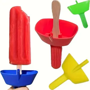 4 Pack Ice Cream Popsicle Drip Catcher Stand, Convenient Ice Cream Holder, Utensils, Plastic Material, Ideal for Kids and Adults, Summer Treats