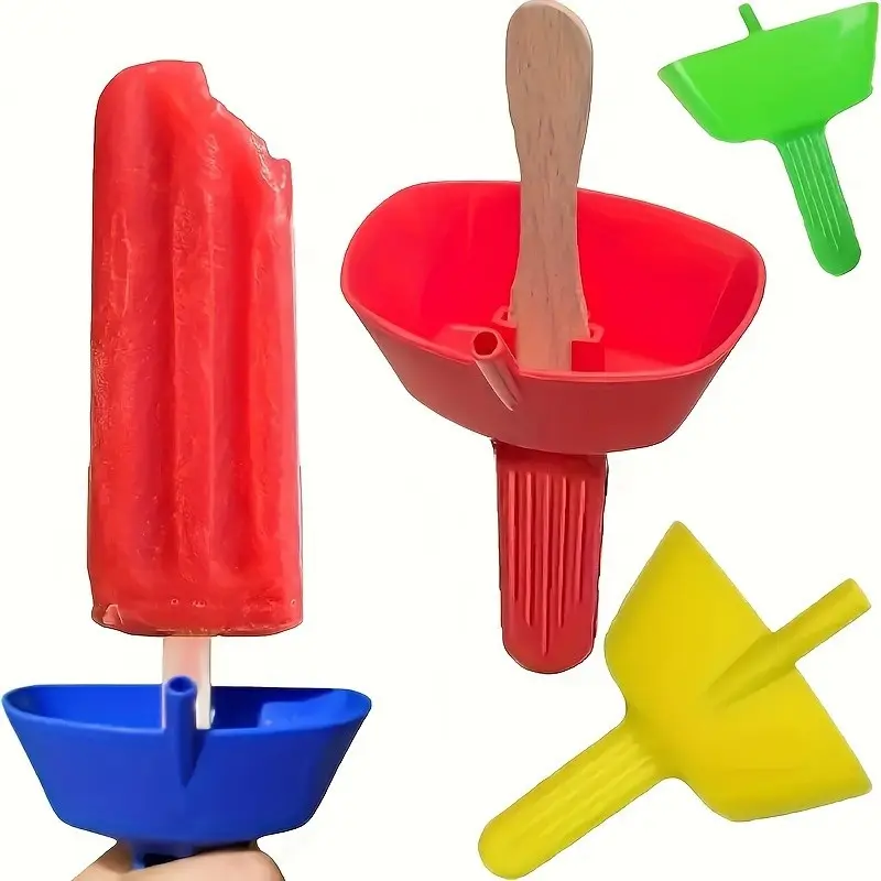 4 Pack Ice Cream Popsicle Drip Catcher Stand, Convenient Ice Cream Holder, Kitchen Utensils, Kitchen Gadgets, Plastic Material, Ideal for Kids and Adults, Summer Treats