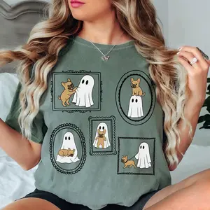 Comfort Colors Dog Lover Fall Tee, French Bulldog Ghost Halloween Shirt,  Cute Frenchie Dog Mom Tee, Spooky Season Gift for Pet Owners