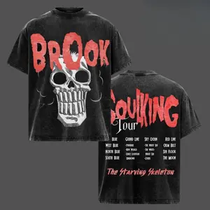 Brook "SoulKing Tour" Washed Oversized Tee – Double-Sided Print One Piece Shirt | Vintage Streetwear Unisex T-Shirt | Heavyweight Cotton Anime Manga Tee | Gift for Anime Fans Unisex 100% Cotton T-shirt