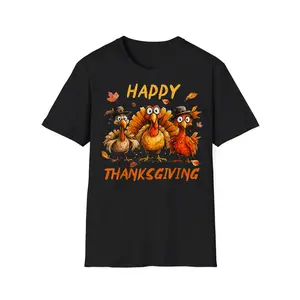 Happy Thanksgiving Funny Turkey Family Dinner Thanksgiving T-Shirt Casual Crew Neck, Short Sleeve T-Shirt