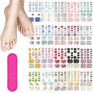 Toe Nail Stickers, 20 Sheets 440 Pieces Nail Polish Stickers Full Nail Wraps Multicolored Gel Nails Stickers Patterned Nail Polish Strips Gel Nail Polish kit for Women Girls