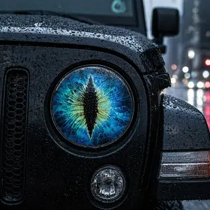 Beast Eye Headlight Decals Pair for Jeep 3D Animal Stickers Fantasy Anime Headlamp Front Plastic Glass Ceramic Compatible Car Exterior Decoration Accessory Visual Effect Custom Styling Upgrade Easy To Apply outdoorfun