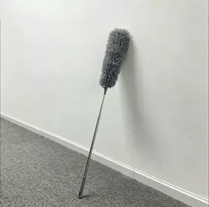 Portable long-reach extendable duster set, 110.24-inch gray microfiber dust brush with thin rod, for home high ceiling fans, gaps, and furniture dust removal