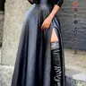 【Black Friday】Women's Solid High Waist Split Thigh PU Skirt, Elegant Chic Fashion Long Skirt for Daily Outdoor Wear, Ladies Bottoms for All Seasons, Elegant Everyday Womenswear