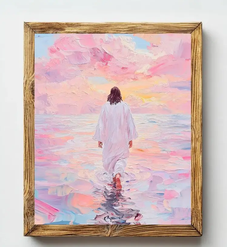 Jesus Walking On Water Canvas Religious Painting, Savior Wall Art, Christian Wall Art, Jesus Wall Decor, Jesus In Nature, NO FRAMED Poster Decoration Print Photo