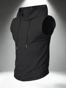 Men's Hooded Sleeveless Vest Summer Breathable Fitted Muscle Show Casual Fitness Training Daily Wear Street Style Top