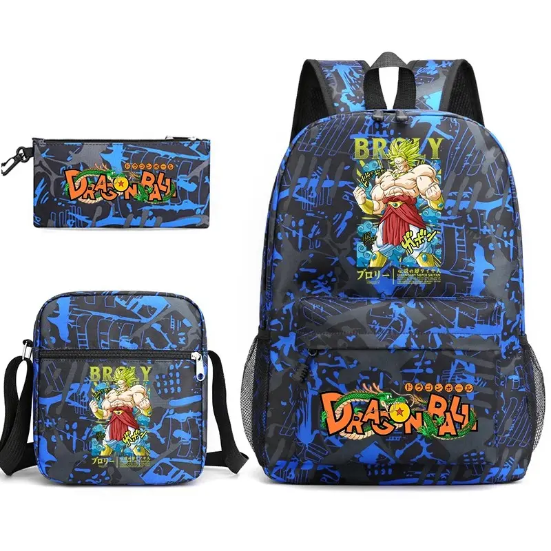Dragon Z Backpack Set 3-in-1 Casual School Bag for Boys Girls Teenagers Shoulder Bag Pencil Case Included Anime Print