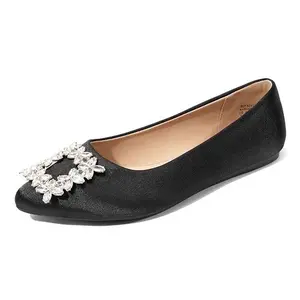 Dream Pairs Rhinestone Square Buckle Detail Flats