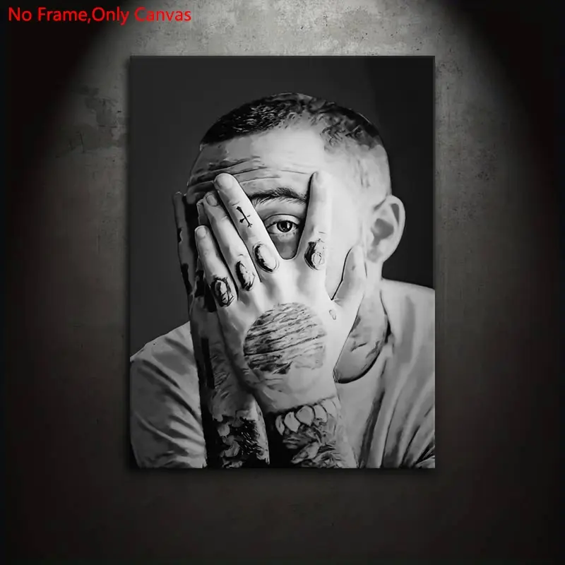 1 piece/set of unframed canvas print posters, modern art, classic music art, rapper Miller, perfect gift for rap music lovers, gift for bedroom, living room, mural, wall decoration, room decoration, Decoration Items, Home decor products