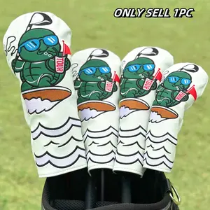 Surfing Turtle Golf Club Headcovers, 1pc/4pcs Driver Fairway Hybrid Headcover, Durable Protection for Golf Clubs, Golf Accessories, Ideal for Golfers