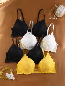 Women's Front Closure Lace Push Up Bra | Sexy Elegant Hollow Lace Trim Open Back Design, Breathable Lining Skin-Friendly No Stuffy Sweat, Adjustable Straps Lift Up Anti-Sagging Side Shaping Perfect For Backless Outfits & Date Night Wear Lingerie Underwear