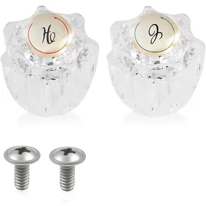 2 count Clear  Faucet Handles Knobs Replacement Kit,Bathtub Sink Faucet Rebuild Trim Set Compatible with Delta Delex Peerless Faucets,Includes Screws
