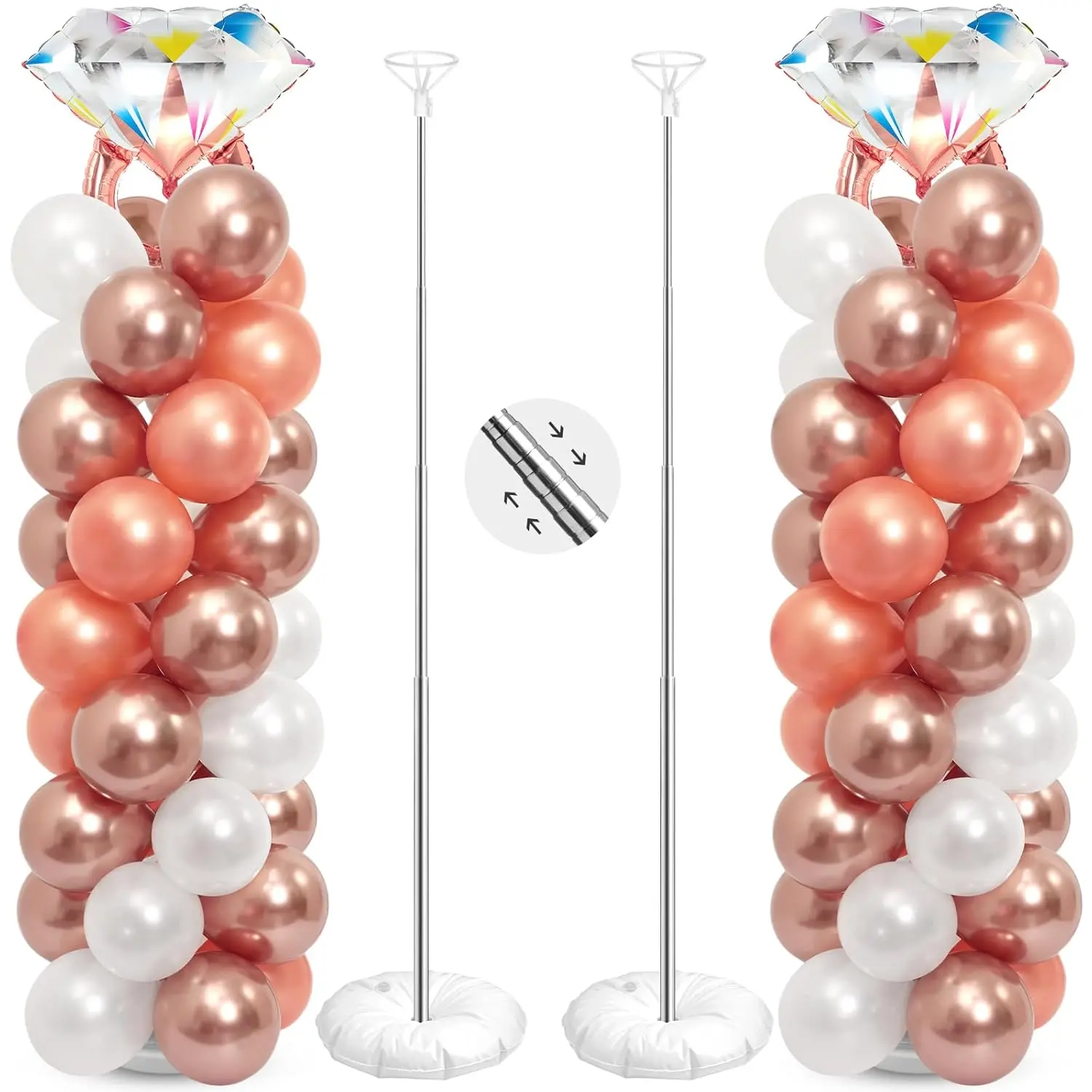 Diamond Ring Balloon Column Kit Set of 2 Rose Gold Balloons Bridal Shower Bachelorette Decor