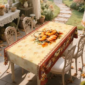 XEXSIN Autumn Decor Thanksgiving Gifts Tablecloth, Pumpkin, Scarecrow, Sunflower, Maple Leaf Pattern Design, Rectangular and Round Autumn Harvest Tablecloth, Thanksgiving Gift, Indoor/Outdoor Fall Football Decor, Camping and Picnic, Room Decor for Girls