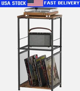 3 Tier End Table, Record Player Stand, Turntable Stand for Vinyl Records Shelf