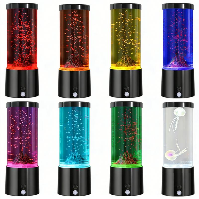 Aquarium Light Jellyfish Small Fish Volcano 3 Options RGB LED Remote Control Fish Tank Decorator Night Light Aquarium Decoration Pet Gift