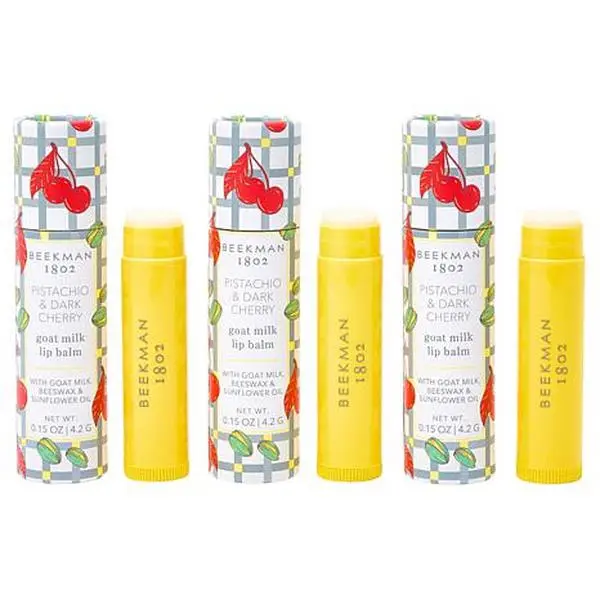 Beekman 1802 Goat Milk Pistachio Dark Cherry Lip Balm 3-pack