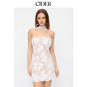 Cider Lace Strapless Halter Neck Mini Dress