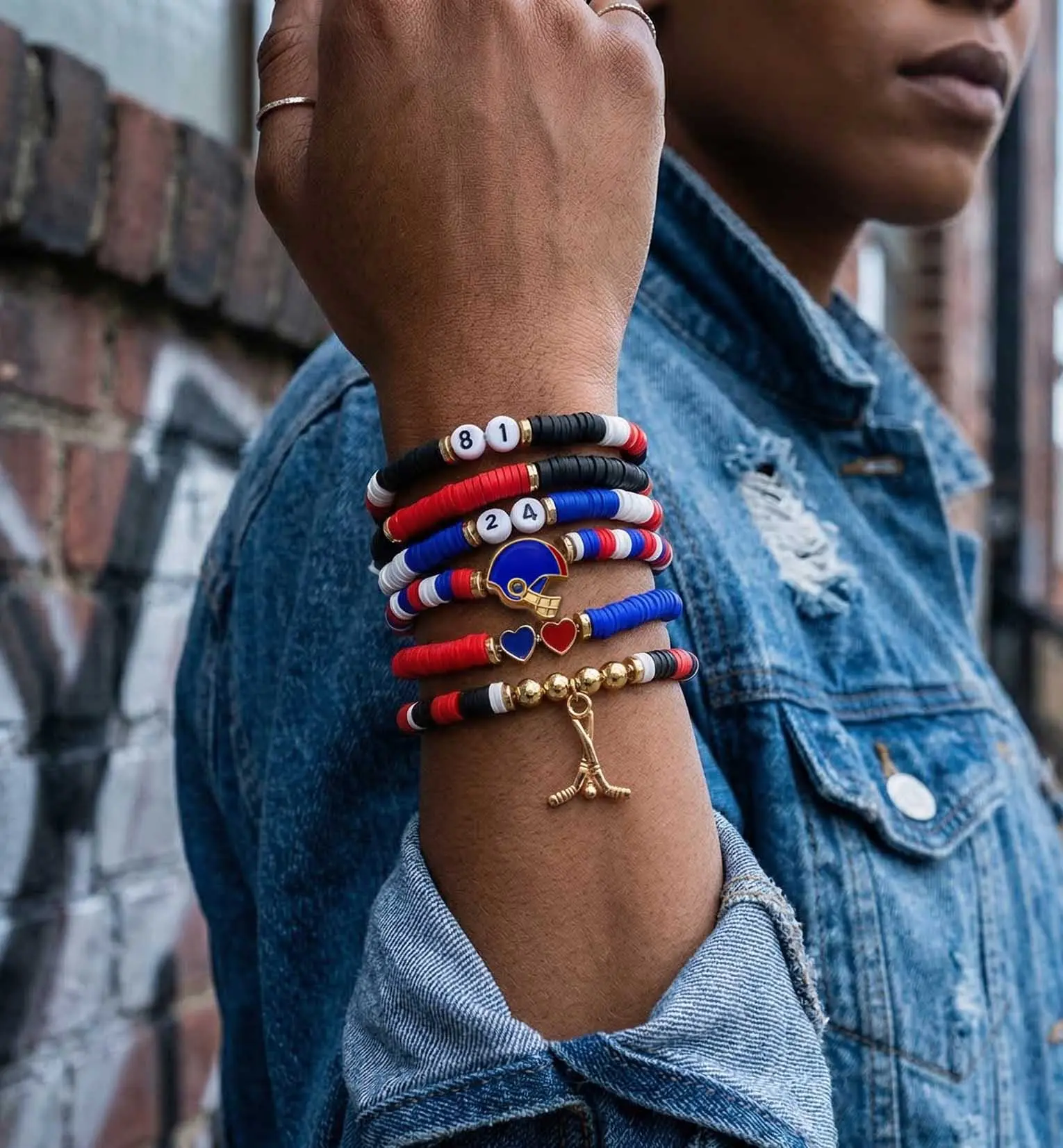 Women's Heated Rivalry 6pcs Multicolor Stackable Clay Heishi Beaded Bracelets Set - Stretch Casual Wrist Stack Jewelry Gift with Shane Hollander-Ilya Rozanov Theme, Rainbow Red White Blue Accessories for Daily Wear, Holiday & Birthday Merch, Bracelet Stac