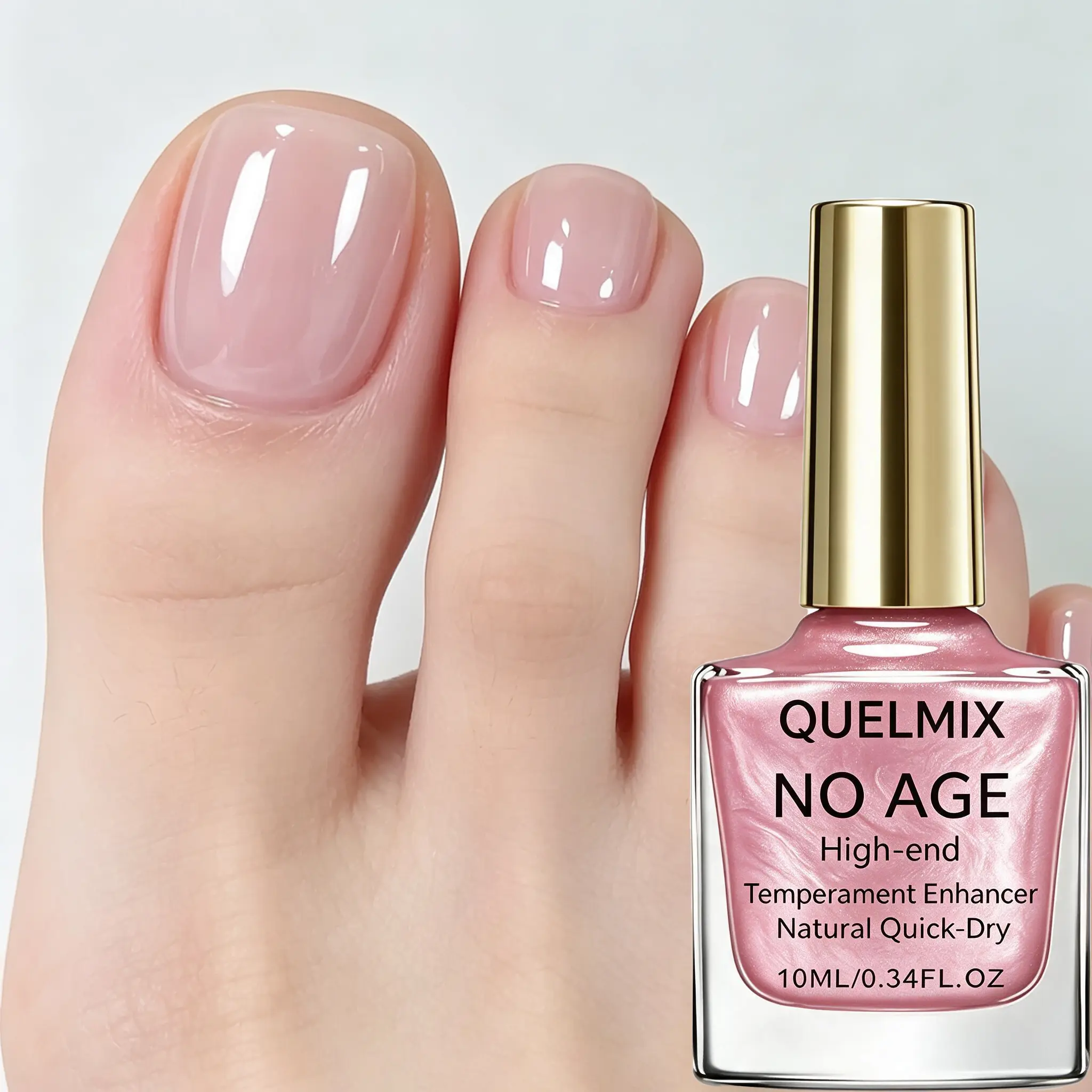 Pink Nail Strengthener 10ml - Anti Break Nail Treatment,High Gloss Natural Finish, Strengthening Polish for WeakNails