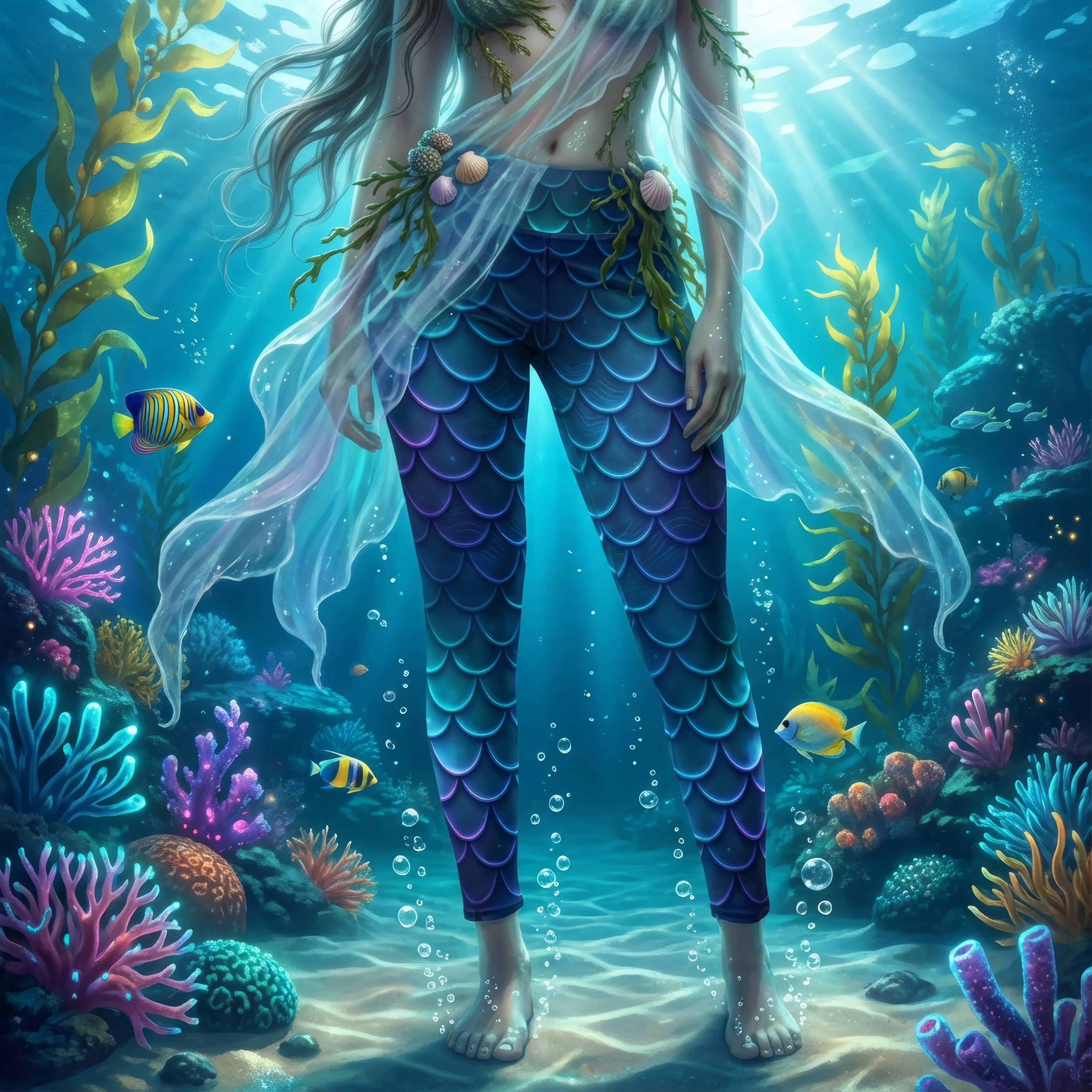 Mermaid Scale Yoga Leggings | Teal & Purple Oceancore Print | High-Waisted Activewear