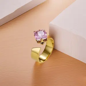 Light Luxury Minimalist Geometric Interlocked Stackable Rings - Stainless Steel Artificial Gemstone Couple Costume Jewelry, Stackable Birthstone Ring, Glamorous Gift for Valentine's Day Party Wear, Artificial Gemstone Ring