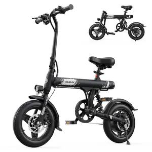 【VARUN】500W peak power 14-inch compact electric bicycle, top speed up to 20 mph, equipped with a 280.8 Wh lithium-ion battery, 25-mile range, front and rear disc brake system, anti-theft battery protection, shock absorption features, UL certified
