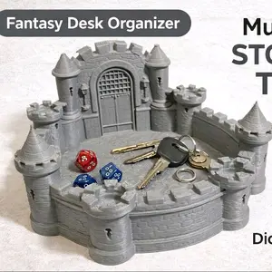 Fantasy Castle Desk Organizer | Gothic Storage Tray for Keys, Dice & EDC | Medieval Castle Catch-All