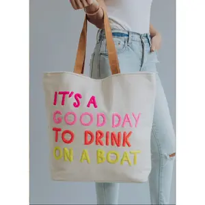 Drink On A Boat Tote - Cream