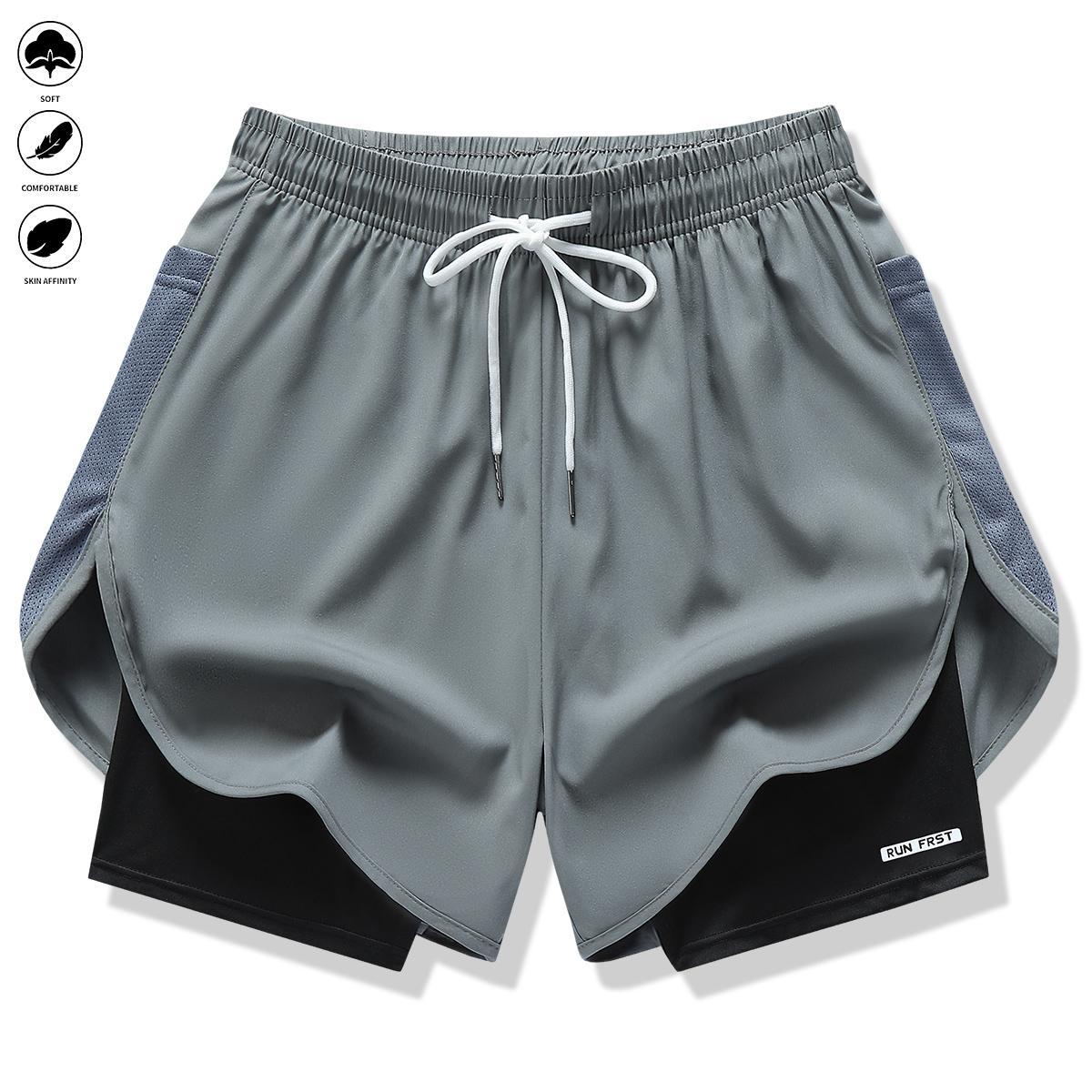 Pack of 3 Women’s casual athletic pants, Faux two-piece design, Solid color with inner lining, elastic drawstring waistband, suitable for outdoor fitness, running, sports, and casual wear, women’s shorts