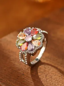 Women's Engagement Ring, Elegant Versatile Sparkling Zircon Flower Decoration, Wedding Engagement Jewelry, Daily Wear Wedding Anniversary Party Valentine's Day Gift
