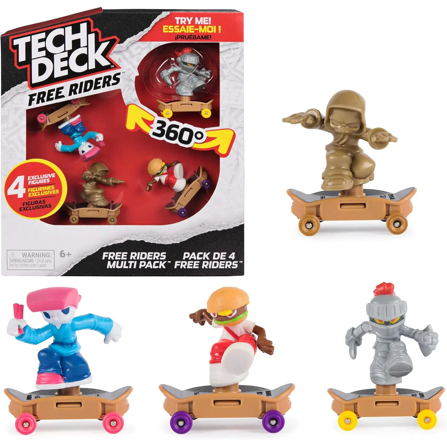 Tech Deck Free Riders Fingerboard & Fidget Toy 4-Pack