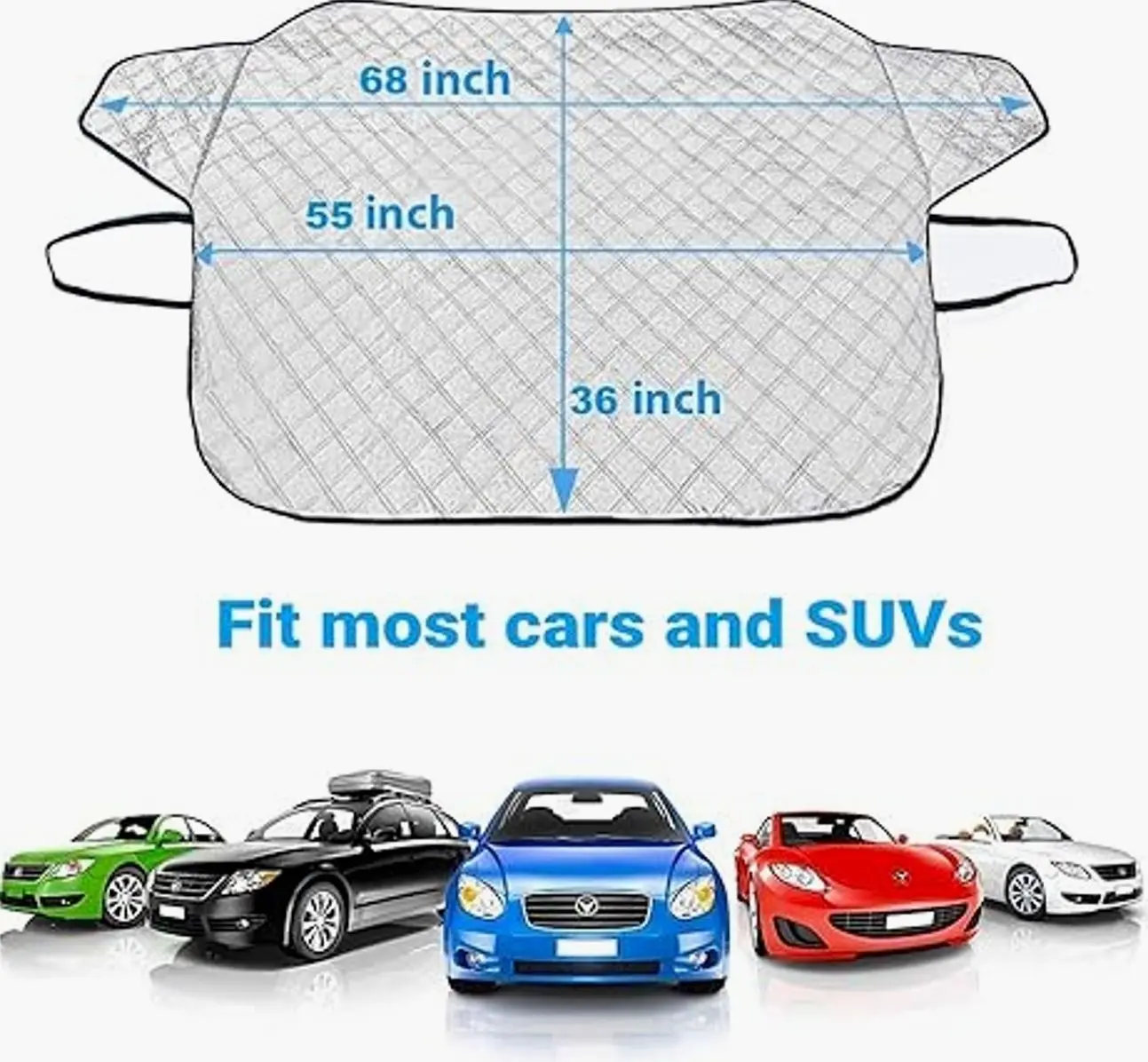 Car Windshield Snow Cover, All-Weather Protective Shield, 68x36 Inch, Winter Ice And Sun Defense, Durable Multi-Layer Design For Cars And SUVs