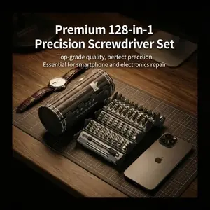 128-In-1 Magnetic Precision Screwdriver Set, Bamboo Stick Design Multi-Functional Home Office Car Repair Tool, Portable Gadget for Men Handyman