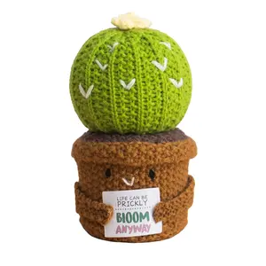 Cute Faux Flower Cactus Desk Decor, Adorable Yarn Material Table Ornament, Small Home Decoration Accessory, Perfect Gift Idea, Cute Desktop Decoration