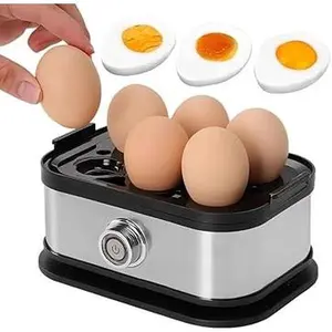 Electric 6 Eggs Capacity Egg Cooker, Soft Medium Hard Boiled Poacher Omelet Maker With Auto Shut-Off, BPA Free