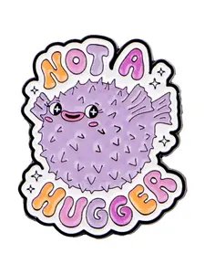 Not a hugger"Bbulging Pufferfish EnamelBbrooch Cute Animal Design Brooch Pin, Unique Personalized Accessory for Men & Women, Perfect Holiday Gift Clip