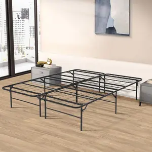 Heavy Duty Metal Bed Frame, 1000 LBS Capacity, Foldable Platform Frame with Round Corners, No Box Spring Needed, Tool-Free Setup, Full Size