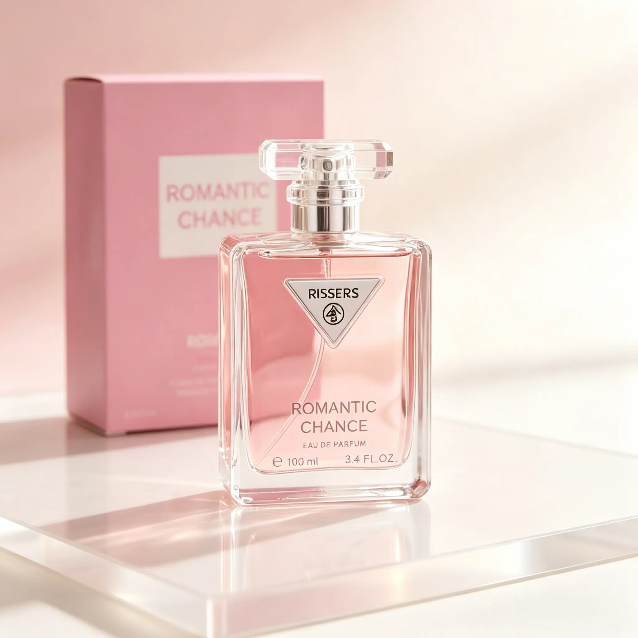 RISSERS Romantic Chance Perfume for Women 100ml Woody Amber Scent, Long Lasting Women's Perfume Gift with Bergamot Orange Blossom Citrus Mimosa Jasmine Rose Ylang Ylang Tonka Bean Vanilla Patchouli, Elegant Gift Box for Dating Daily Use